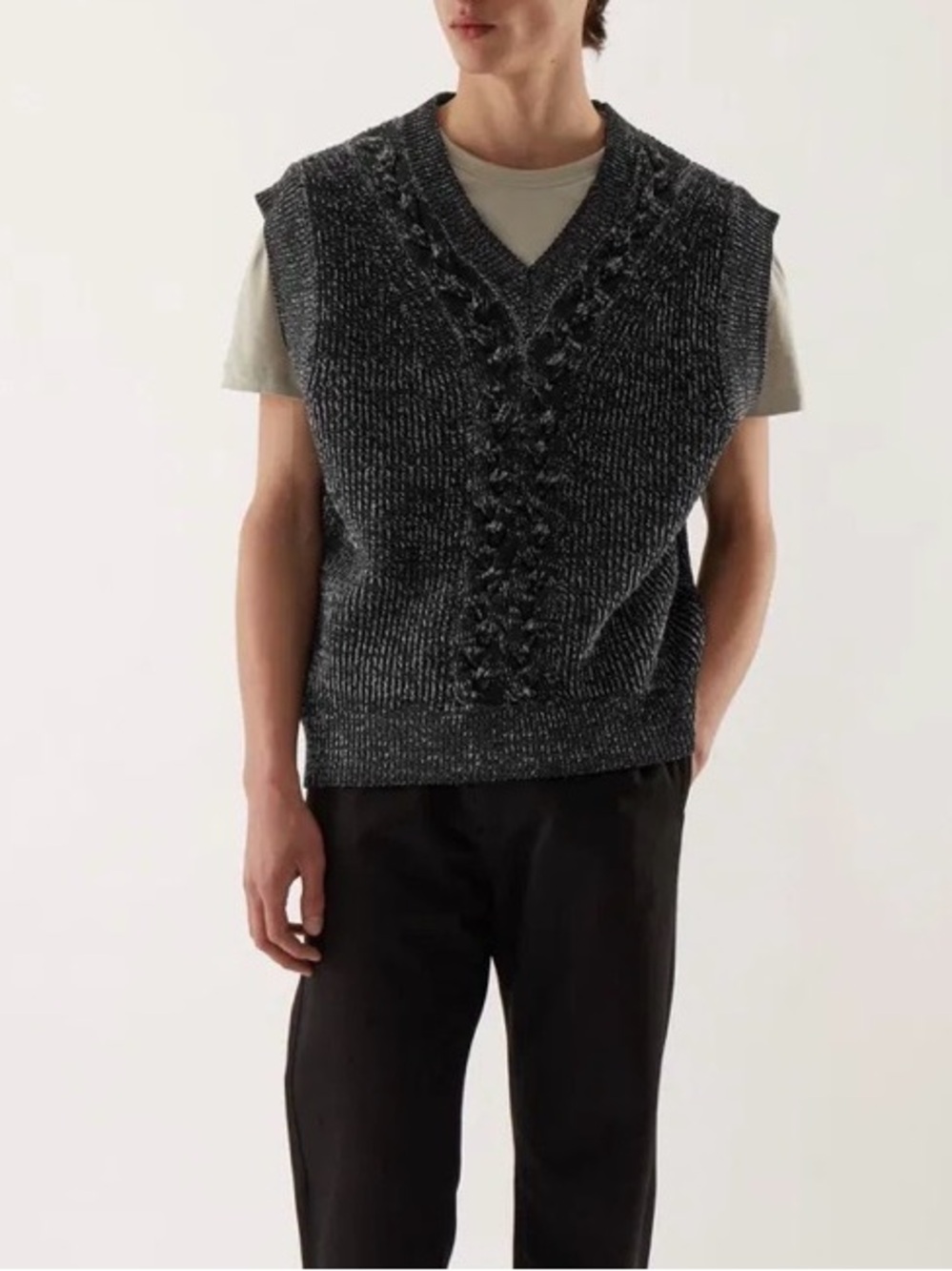 Men’s COS Cable Knit Sweater Vest, Size Large